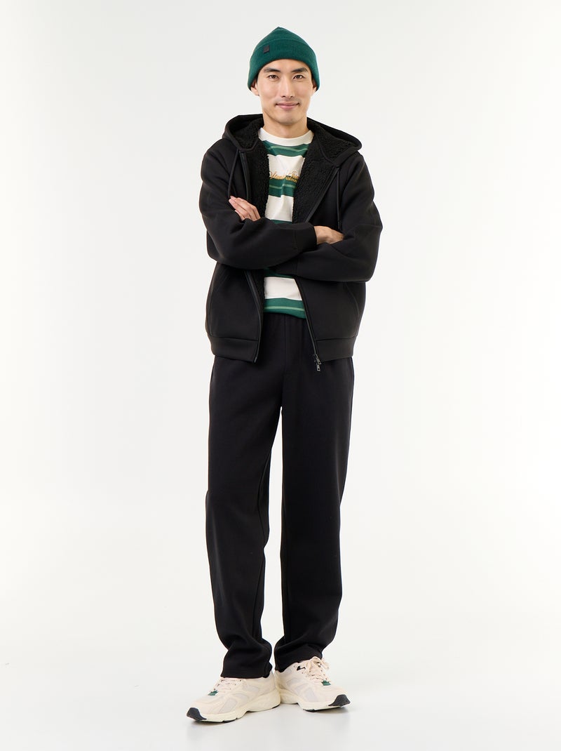 Felpa con zip e cappuccio in neoprene Nero - Kiabi
