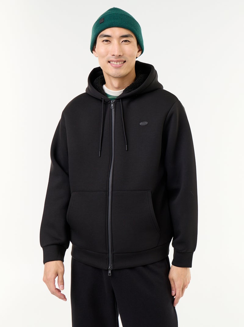 Felpa con zip e cappuccio in neoprene Nero - Kiabi