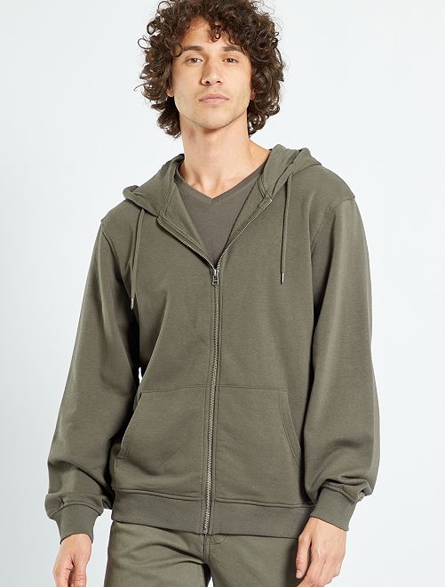 Felpa con zip e cappuccio - KAKI - Kiabi - 12.00€