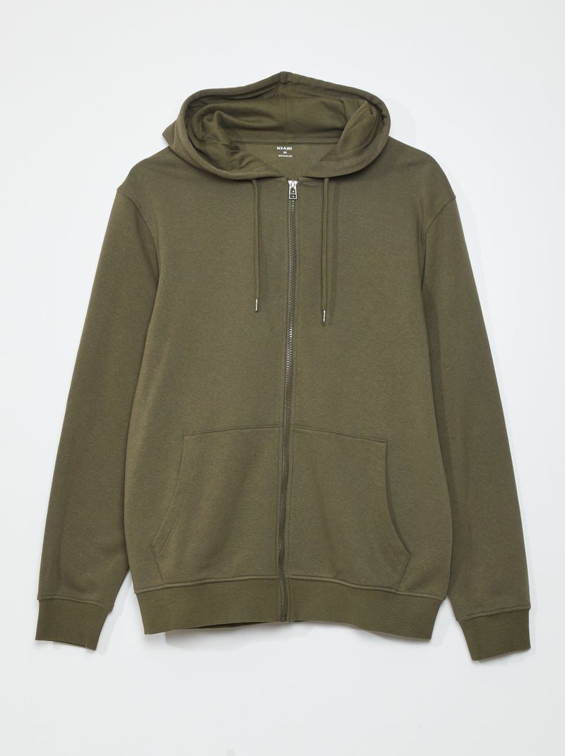 Felpa con zip e cappuccio KAKI - Kiabi