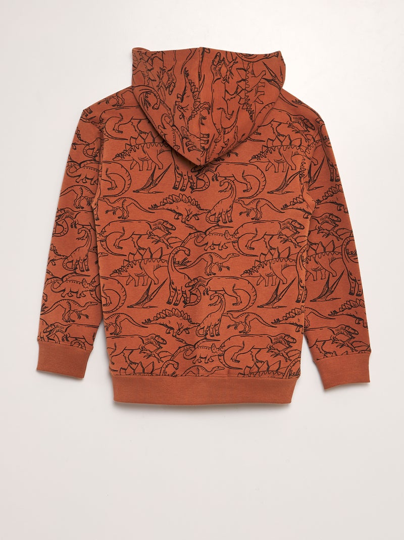 Felpa con zip e cappuccio MARRONE - Kiabi
