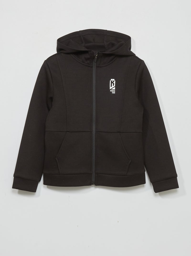 Felpa con zip e cappuccio NERO - Kiabi
