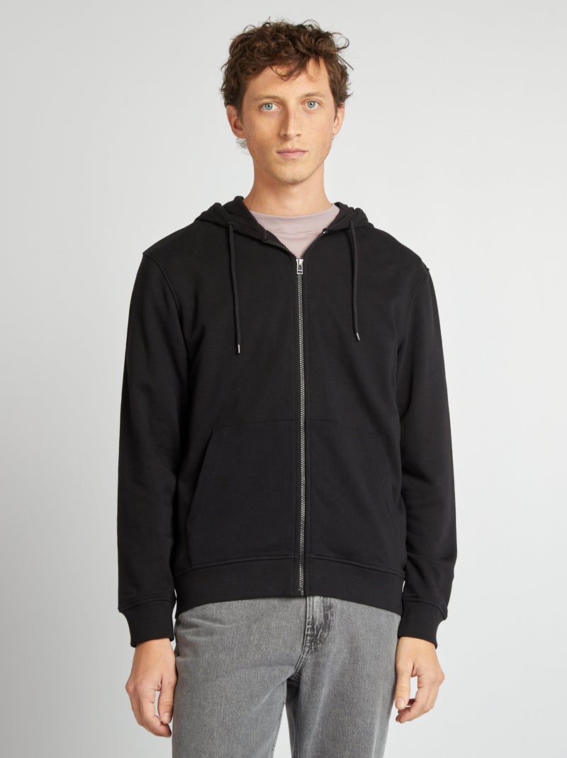 Felpa con zip e cappuccio nero - Kiabi