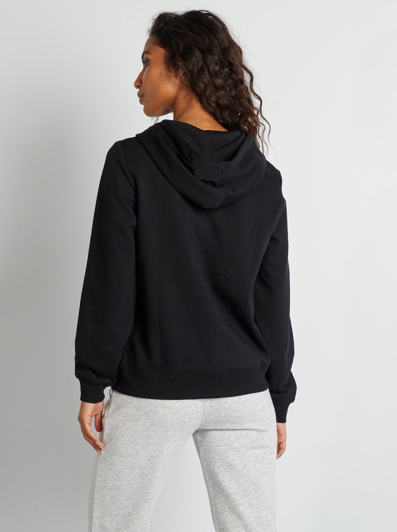 Felpa con zip e cappuccio nero - Kiabi