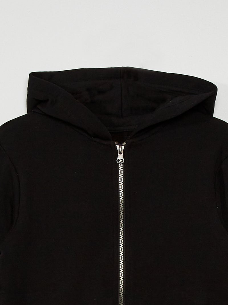 Felpa con zip e cappuccio nero - Kiabi