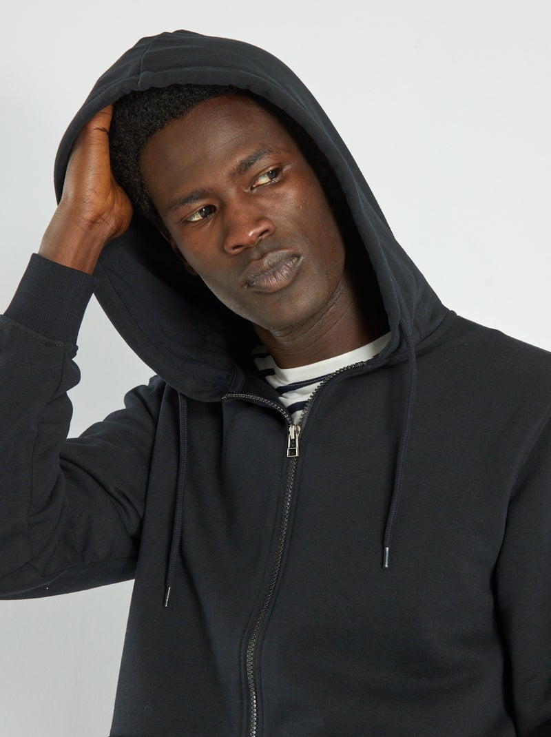 Felpa con zip e cappuccio Nero - Kiabi