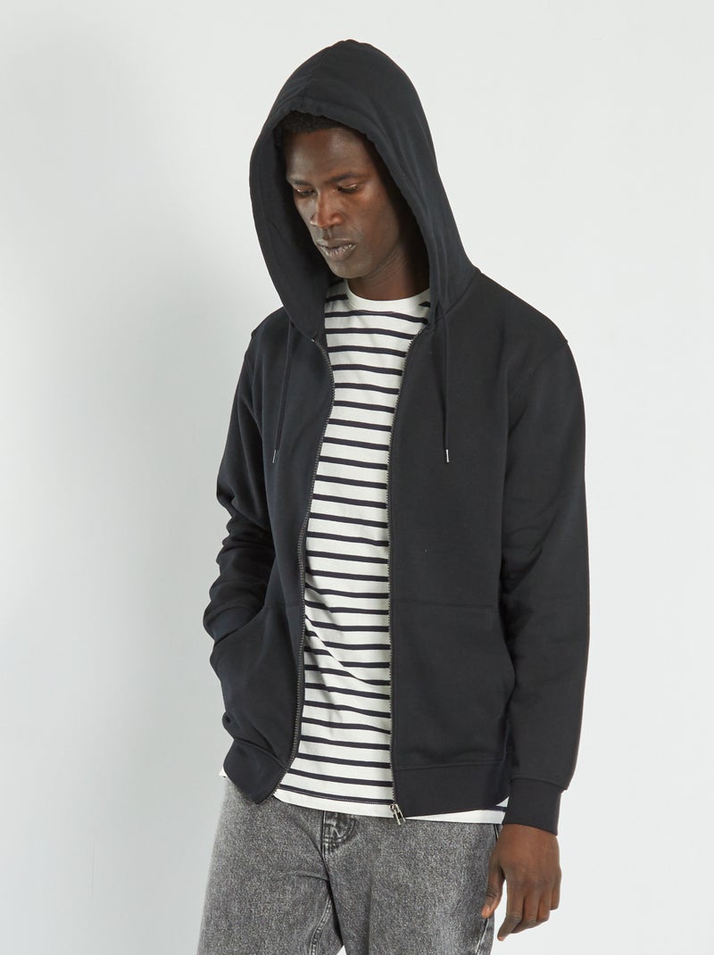 Felpa con zip e cappuccio Nero - Kiabi