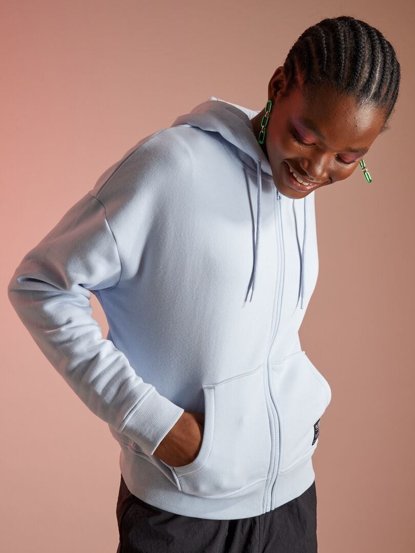 Felpa con zip e cappuccio oversize grigio blu - Kiabi