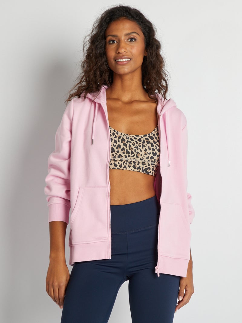 Felpa con zip e cappuccio ROSA - Kiabi