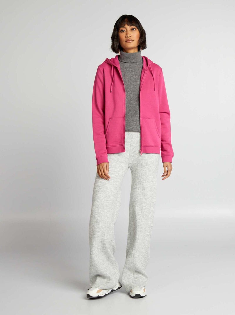 Felpa Con Zip E Cappuccio Rosa Scuro Donna 13 00 Kiabi