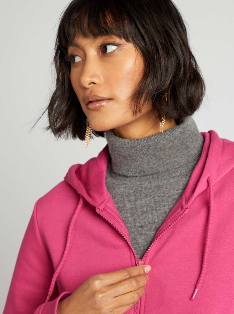 Felpa con zip e cappuccio rosa scuro - Kiabi