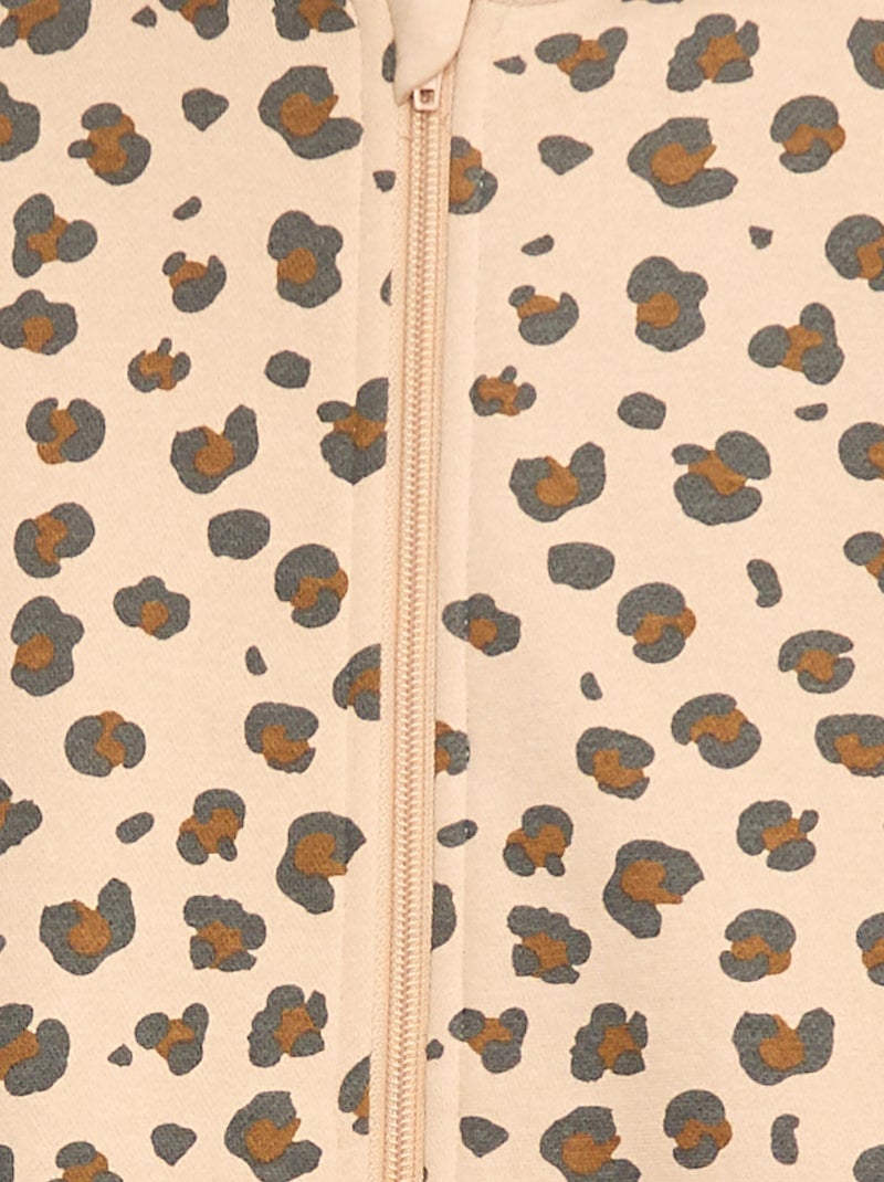 Felpa con zip e cappuccio stampata Beige - Kiabi