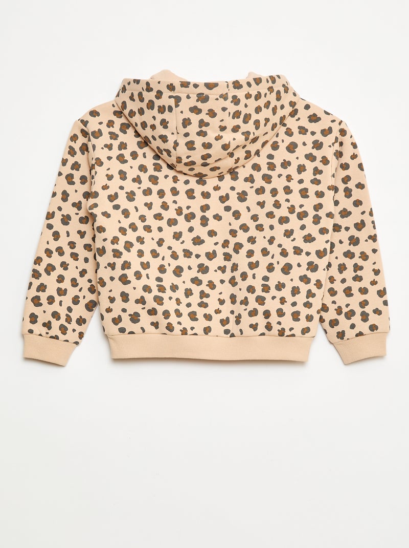 Felpa con zip e cappuccio stampata Beige - Kiabi