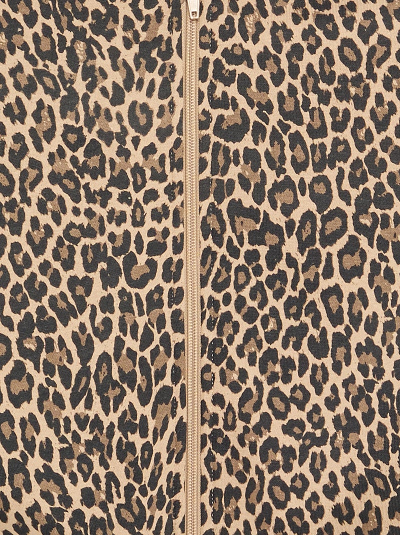 Felpa con zip e cappuccio stampata Beige - Kiabi