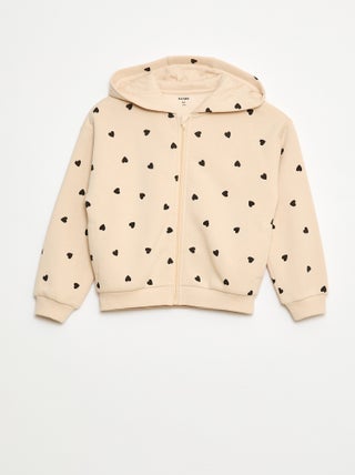 Felpa con zip e cappuccio stampata