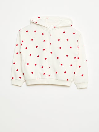 Felpa con zip e cappuccio stampata