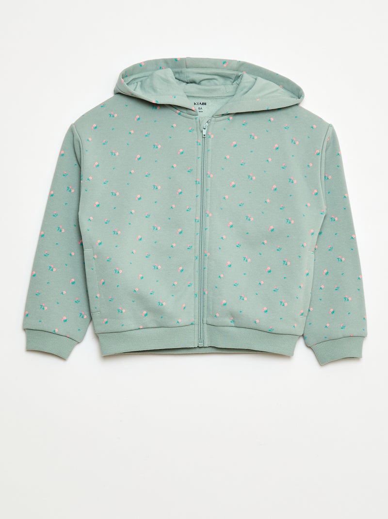 Felpa con zip e cappuccio stampata Blu - Kiabi
