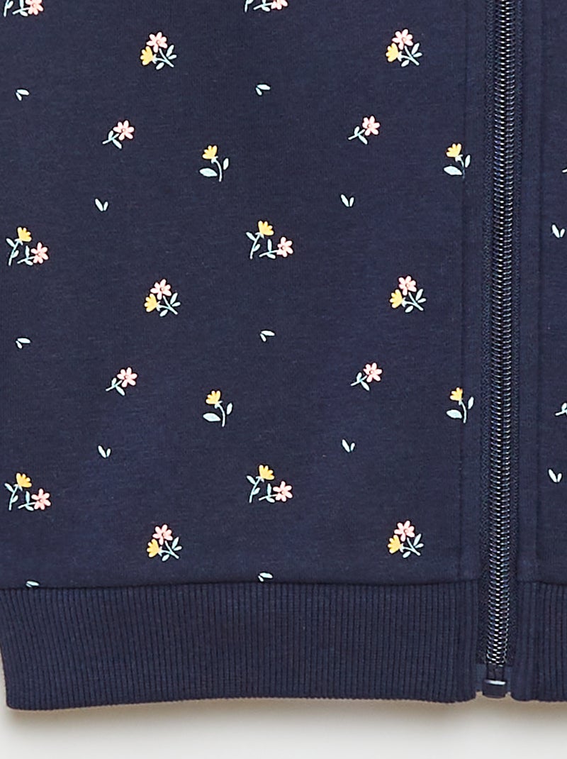 Felpa con zip e cappuccio stampata Blu - Kiabi