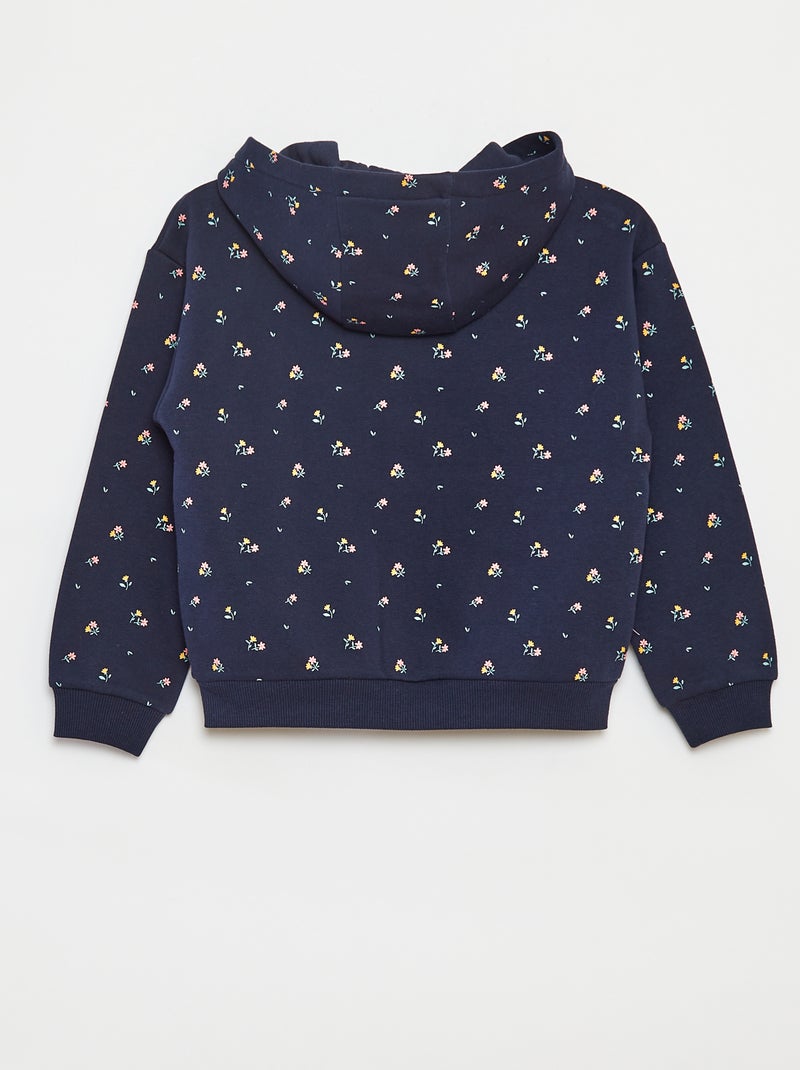 Felpa con zip e cappuccio stampata Blu - Kiabi