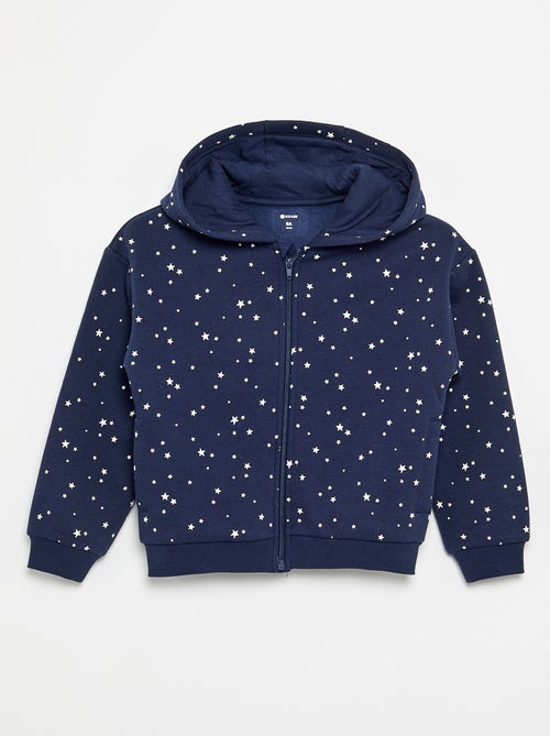 Felpa con zip e cappuccio stampata - Kiabi