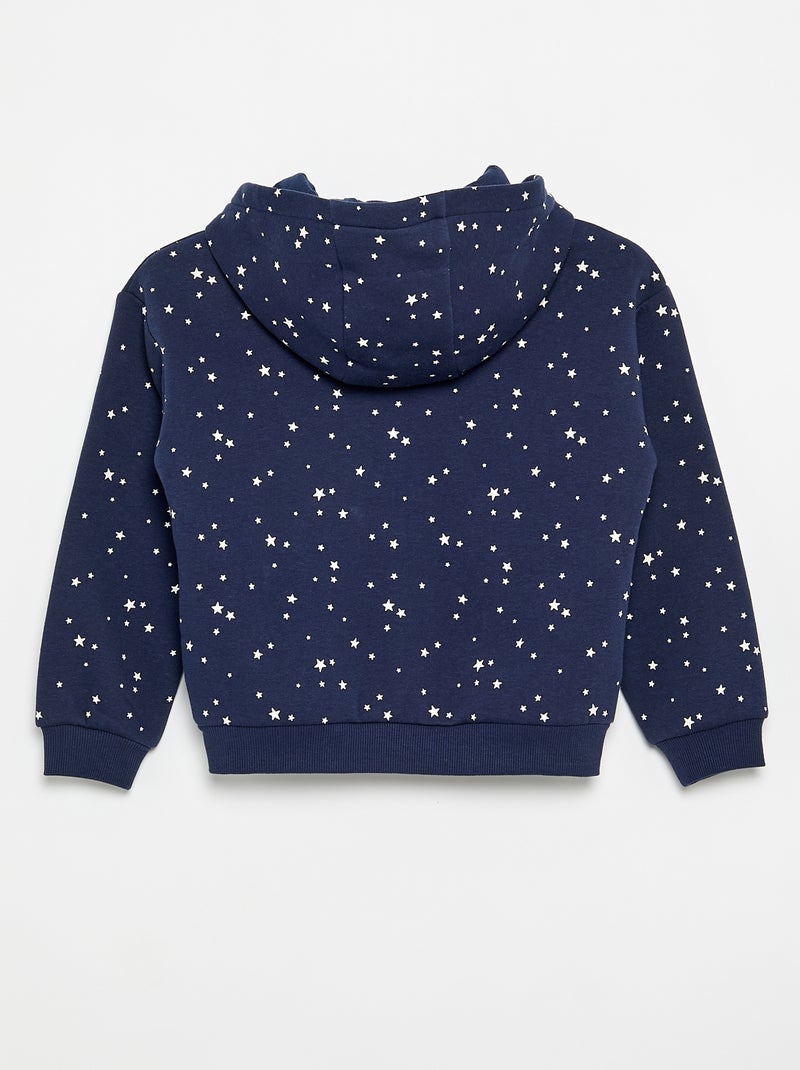 Felpa con zip e cappuccio stampata Blu - Kiabi