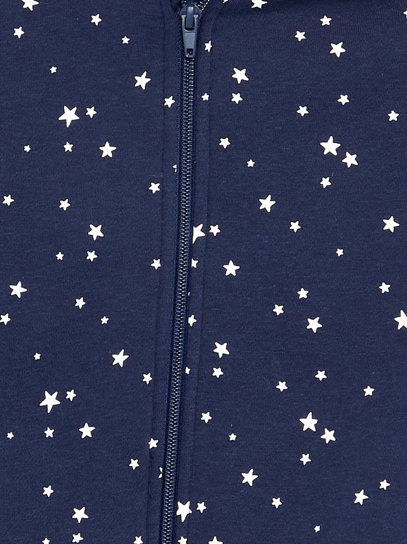 Felpa con zip e cappuccio stampata Blu - Kiabi