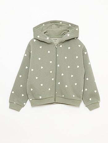 Felpa con zip e cappuccio stampata