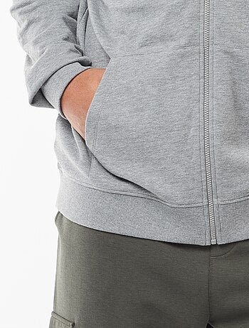 Felpa con zip e cappuccio tinta unita