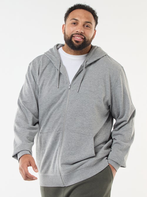 Felpa con zip e cappuccio tinta unita - Kiabi