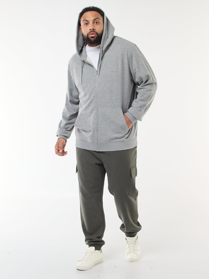 Felpa con zip e cappuccio tinta unita Grigio - Kiabi