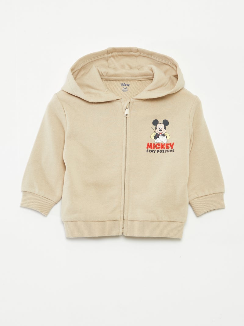 Felpa con zip e cappuccio 'Topolino' Beige - Kiabi