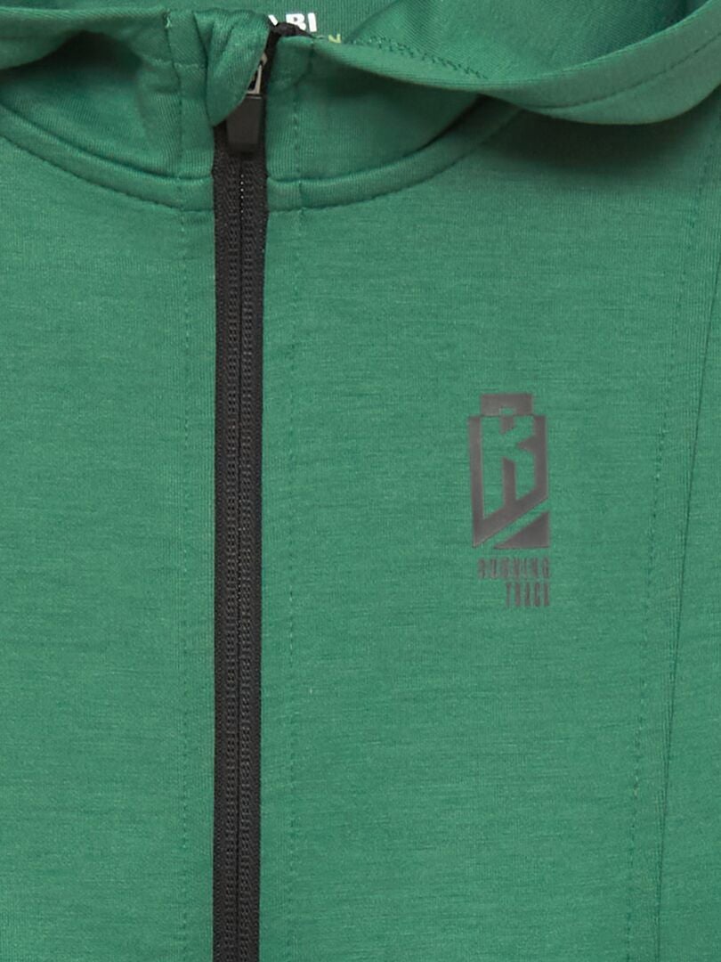 Felpa con zip e cappuccio VERDE - Kiabi