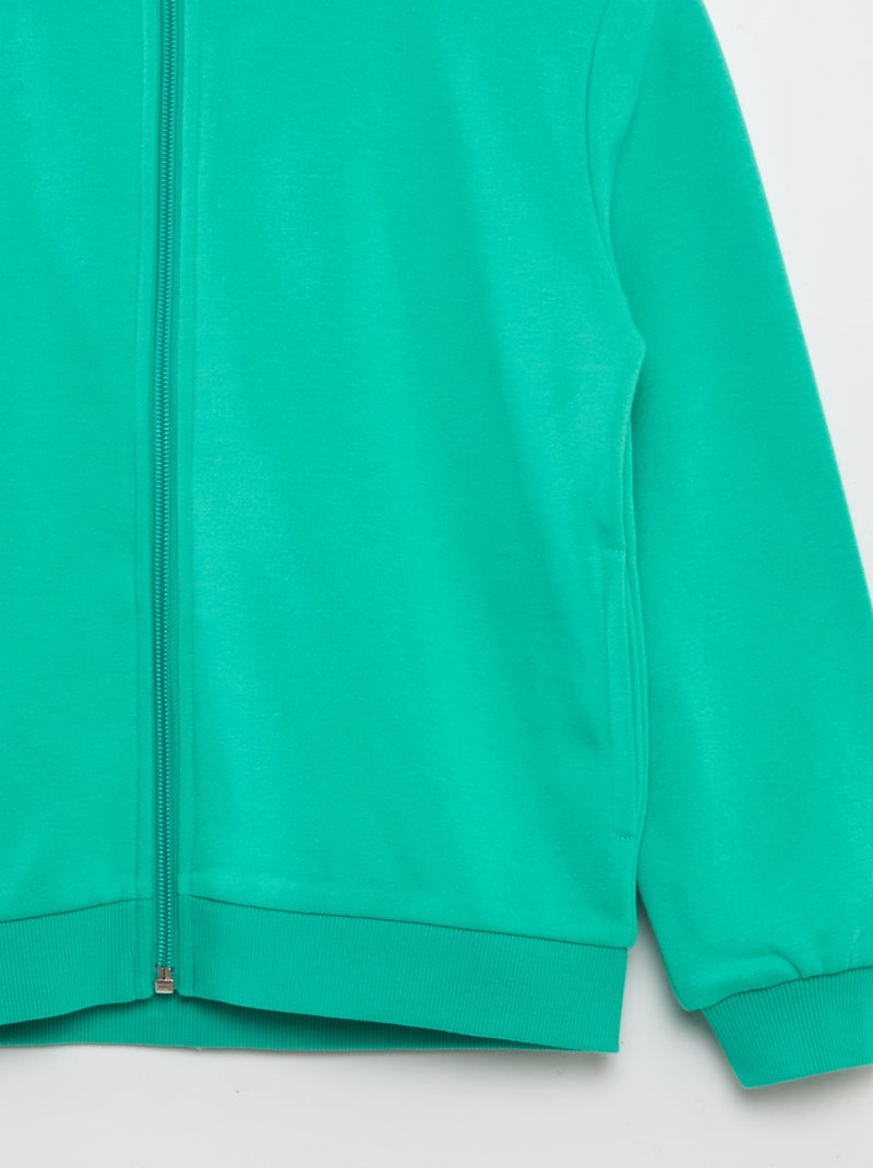 Felpa con zip e cappuccio VERDE - Kiabi