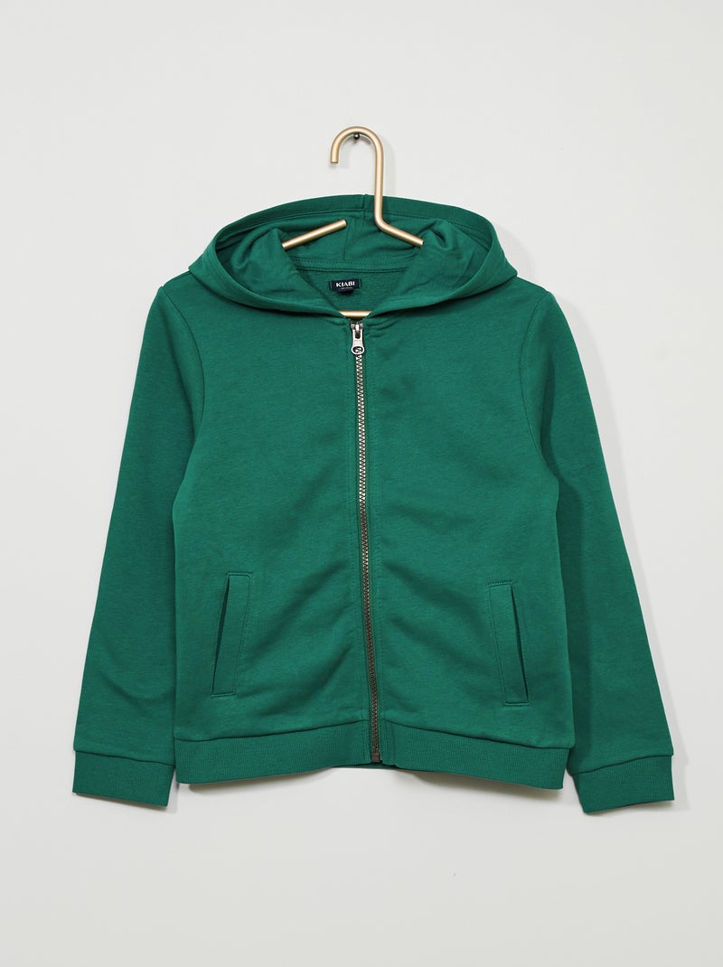 Felpa con zip e cappuccio Verde scuro - Kiabi