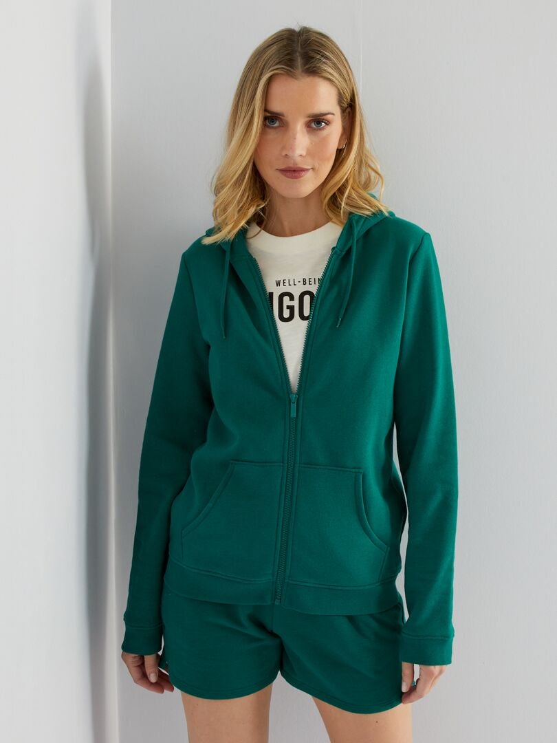 Felpa Con Zip E Cappuccio Verde Kiabi 15 00