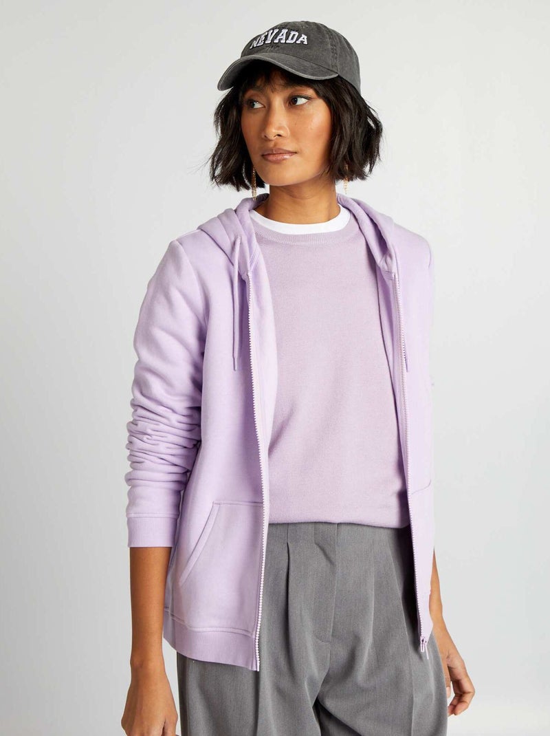 Felpa con zip e cappuccio VIOLA - Kiabi