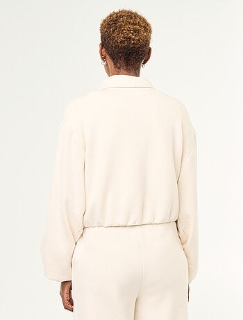 Felpa con zip e colletto a camicia