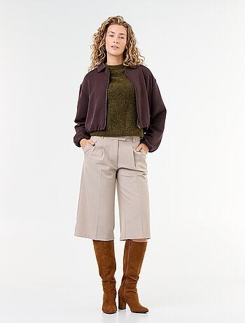 Felpa con zip e colletto a camicia