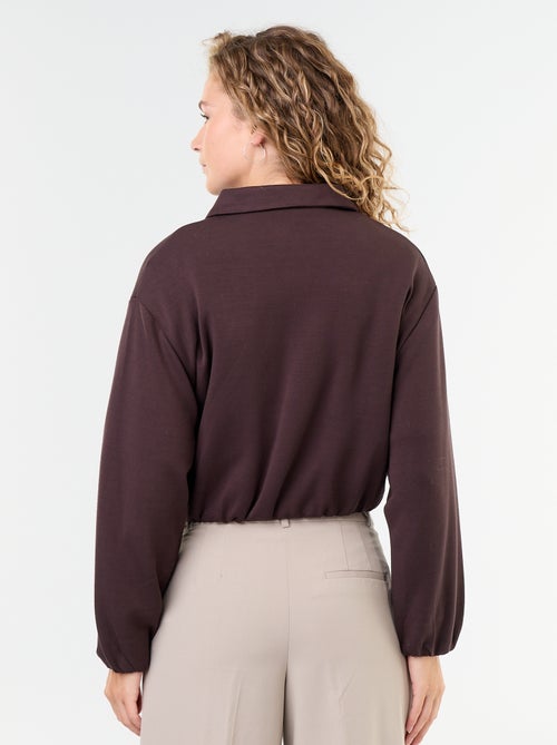 Felpa con zip e colletto a camicia - Kiabi Felpa con zip e colletto a camicia - Kiabi