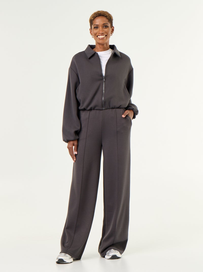 Felpa con zip e colletto a camicia Nero - Kiabi