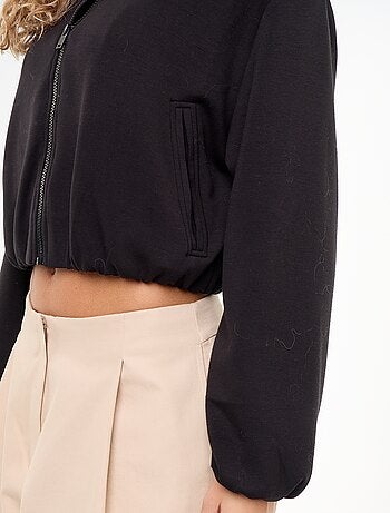 Felpa con zip e colletto a camicia