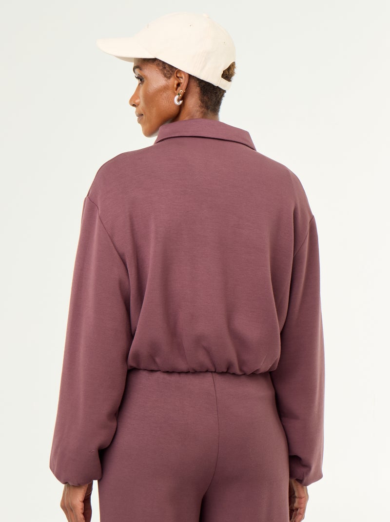 Felpa con zip e colletto a camicia Viola - Kiabi