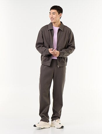 Felpa con zip e collo a camicia