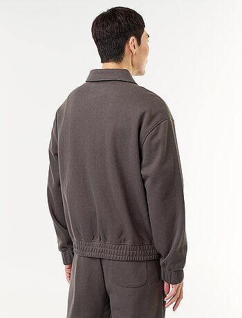Felpa con zip e collo a camicia
