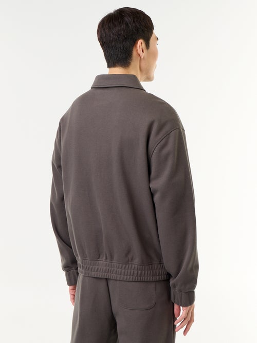 Felpa con zip e collo a camicia - Kiabi Felpa con zip e collo a camicia - Kiabi
