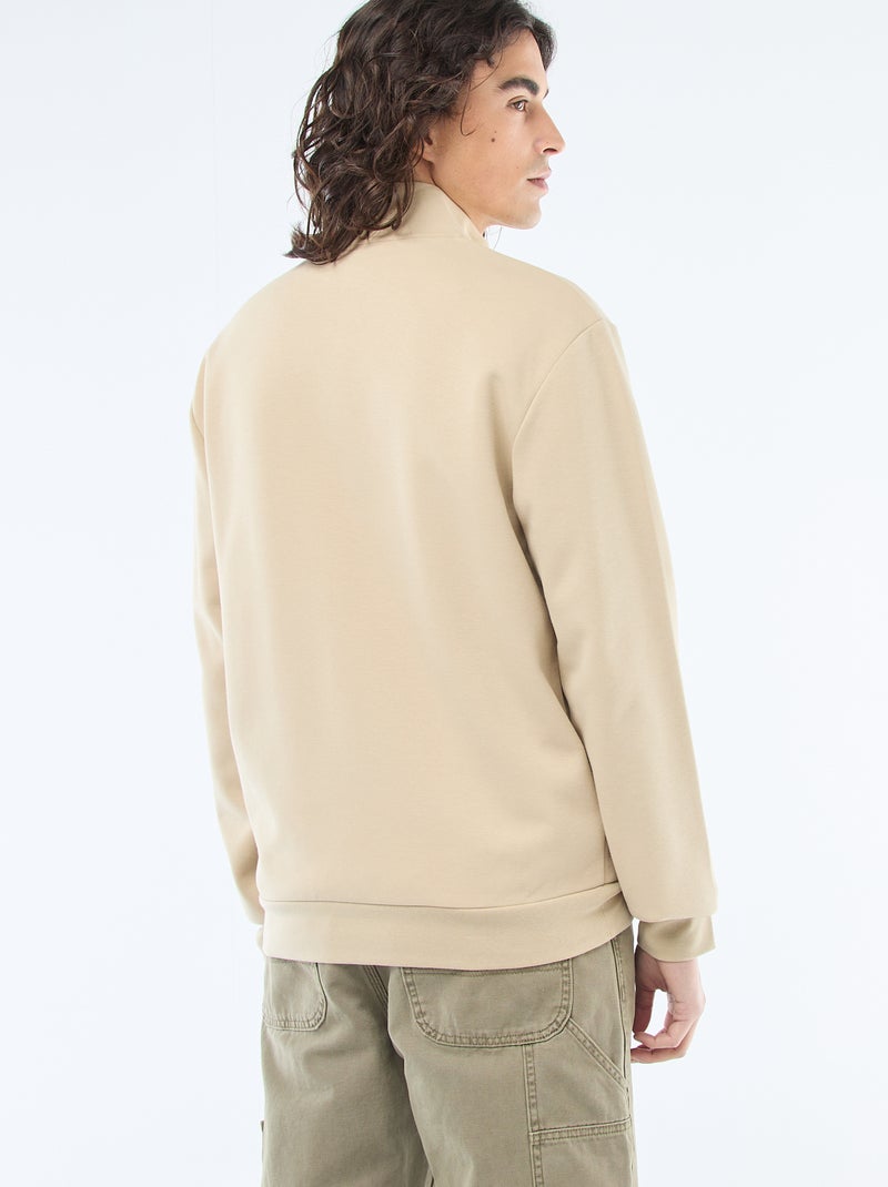 Felpa con zip e collo alto Beige - Kiabi