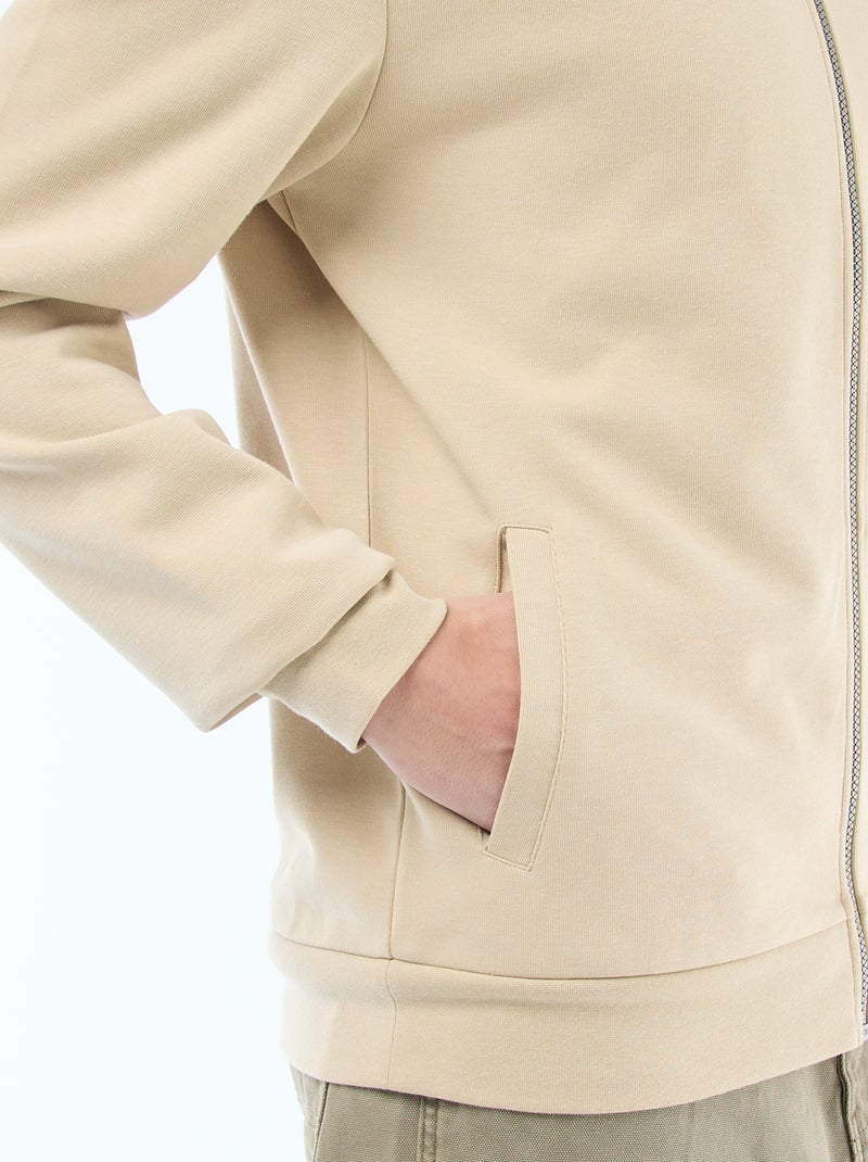 Felpa con zip e collo alto Beige - Kiabi