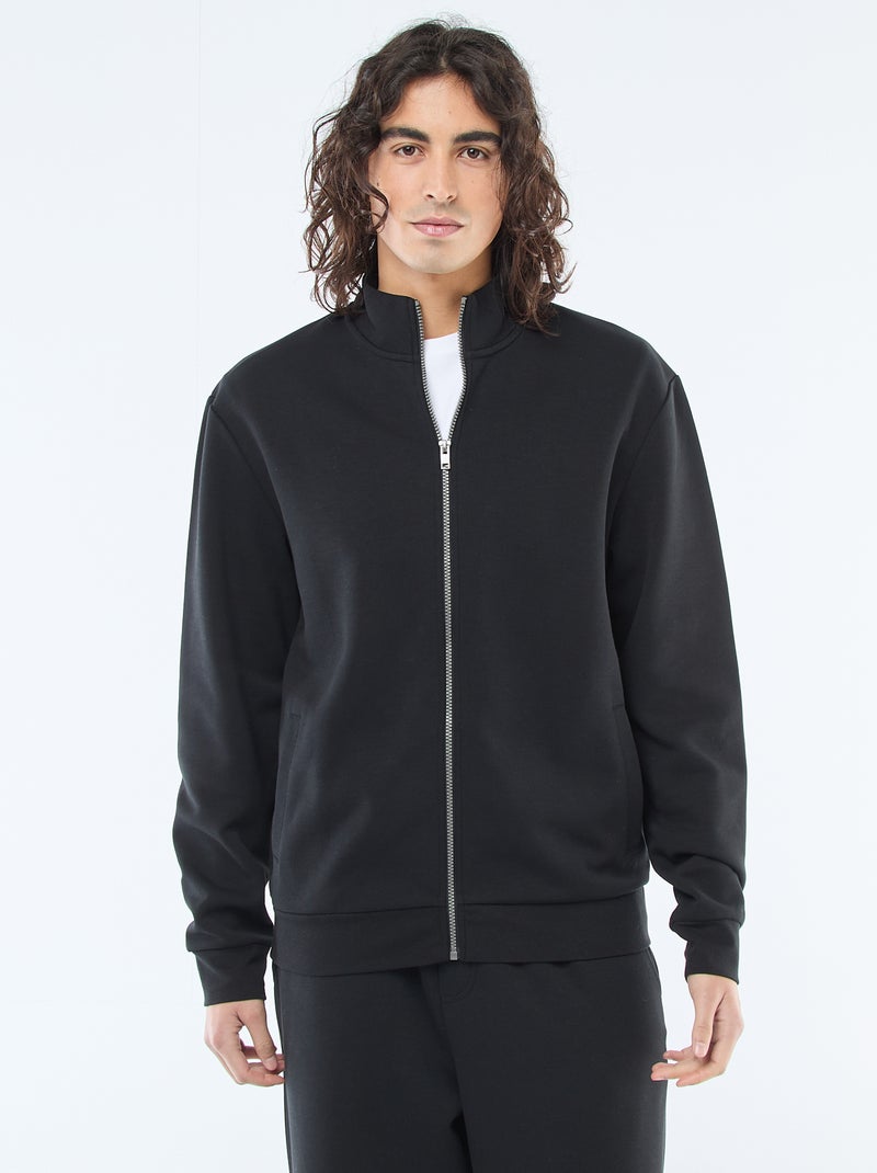Felpa con zip e collo alto Nero - Kiabi