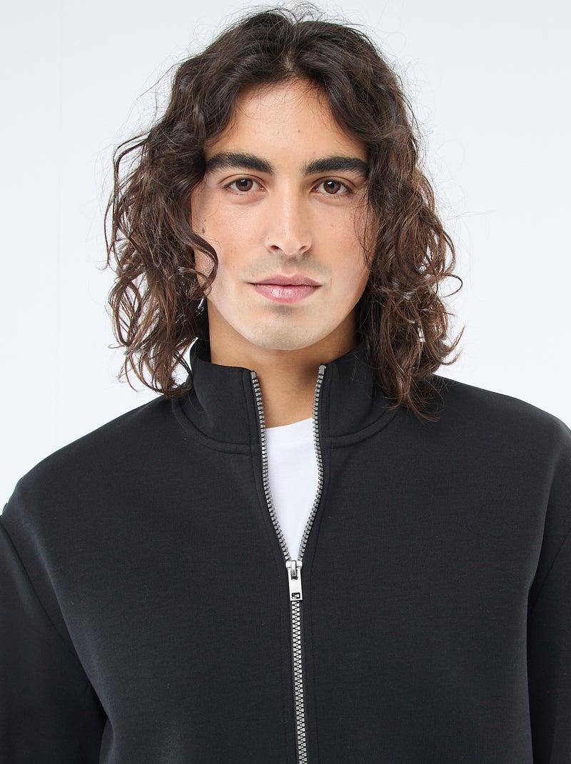 Felpa con zip e collo alto Nero - Kiabi