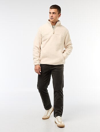 Felpa con zip e collo alto tinta unita